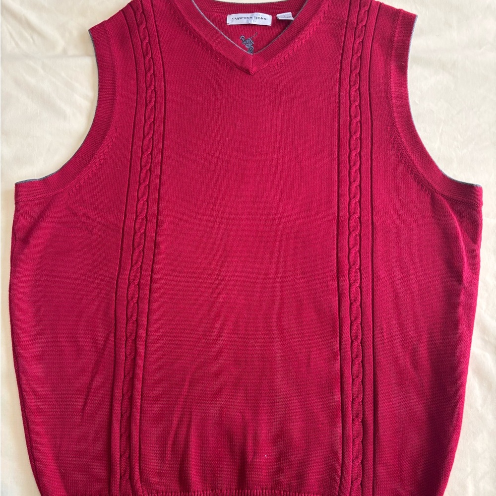 Cypress Links Red Cable Knit Sweater Vest
